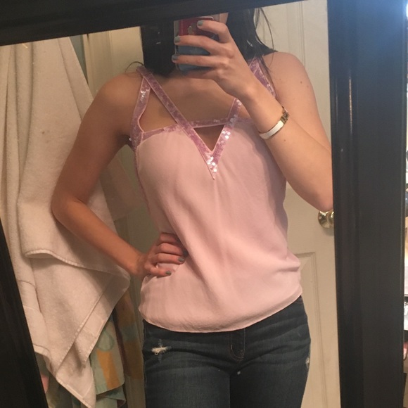 🌞Armani Exchange Silk Sequined Top - Picture 1 of 7